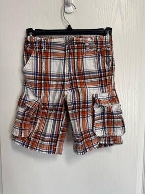 Gymboree Orange, Navy & White Plaid Cargo Shorts